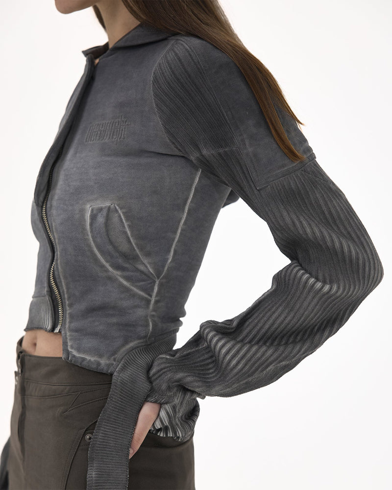 BRACES ASYMMETRIC ZIP UP HOODIE