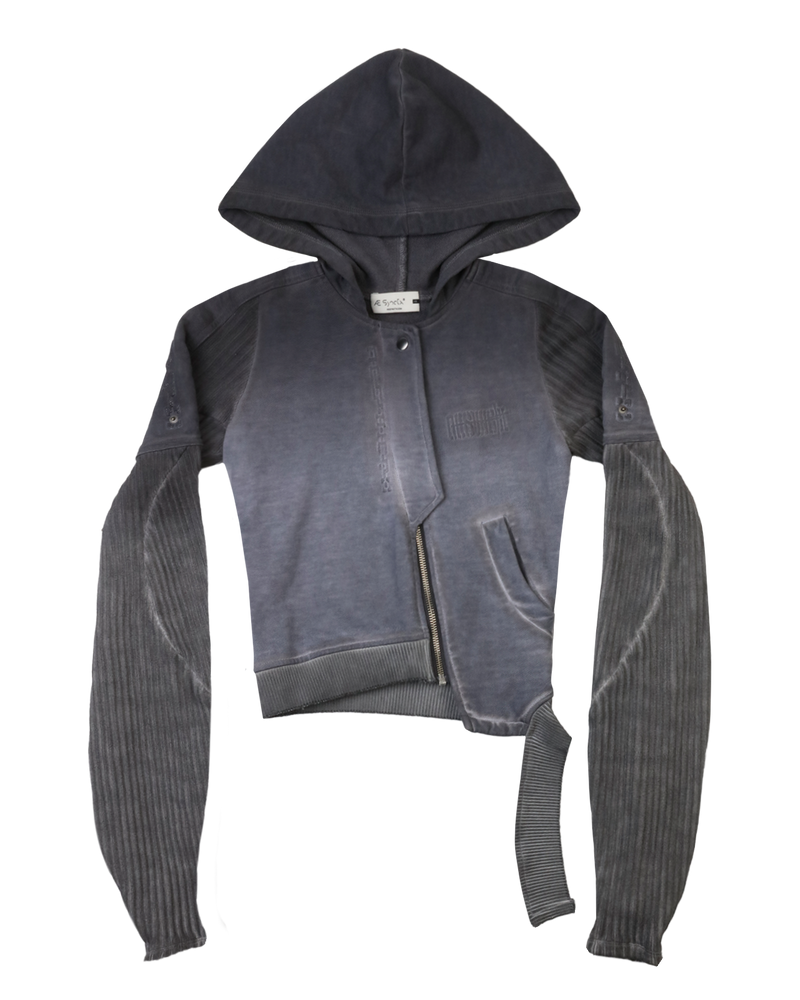BRACES ASYMMETRIC ZIP UP HOODIE