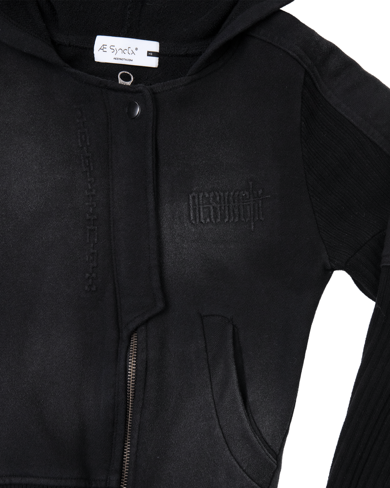 BRACES ASYMMETRIC ZIP UP HOODIE