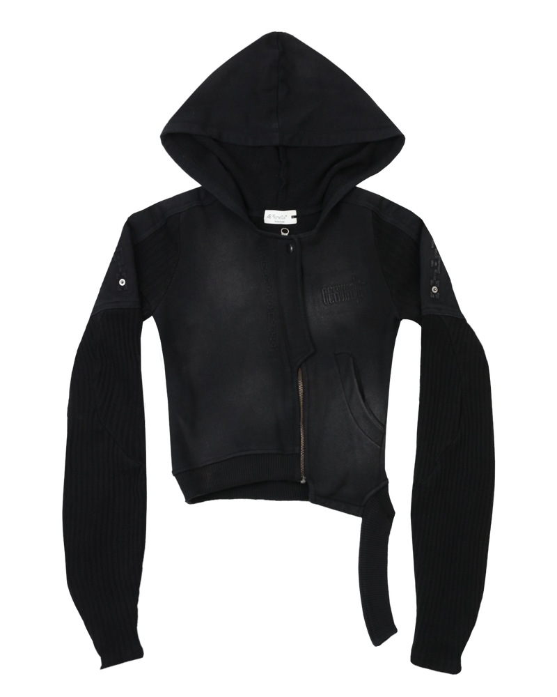 BRACES ASYMMETRIC ZIP UP HOODIE