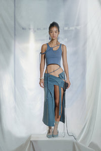 OBLIQUE SLIT LONG SKIRT